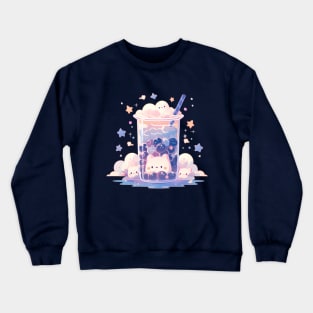 Meowgical Boba Delight: Kawaii Tea and Purrfectly Adorable Cats Crewneck Sweatshirt